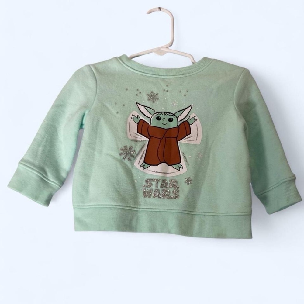 Green Star Wars Baby Yoda crewneck sweatshirt Jumping Beans 12M